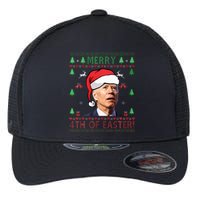 Merry Christmas Funny Joe Biden Happy 4th Of July Ugly Xmas Flexfit Unipanel Trucker Cap