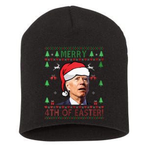 Merry Christmas Funny Joe Biden Happy 4th Of July Ugly Xmas Short Acrylic Beanie