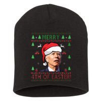 Merry Christmas Funny Joe Biden Happy 4th Of July Ugly Xmas Short Acrylic Beanie