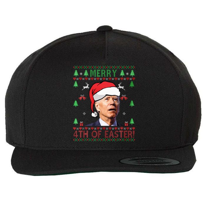 Merry Christmas Funny Joe Biden Happy 4th Of July Ugly Xmas Wool Snapback Cap