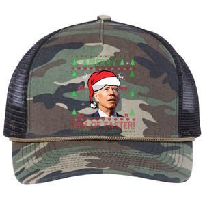 Merry Christmas Funny Joe Biden Happy 4th Of July Ugly Xmas Retro Rope Trucker Hat Cap