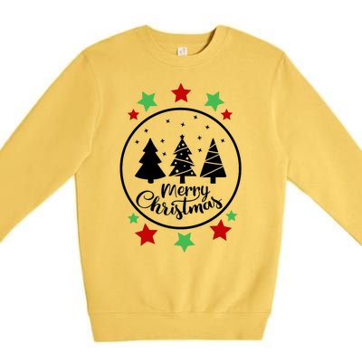 Merry Christmas Festive Circle Logo Premium Crewneck Sweatshirt