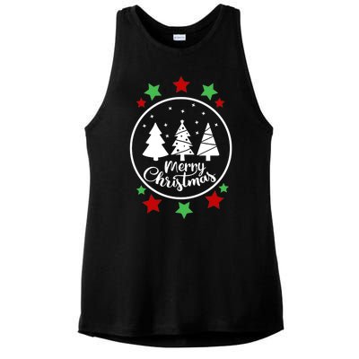 Merry Christmas Festive Circle Logo Ladies PosiCharge Tri-Blend Wicking Tank