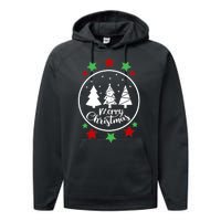 Merry Christmas Festive Circle Logo Performance Fleece Hoodie