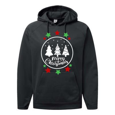 Merry Christmas Festive Circle Logo Performance Fleece Hoodie