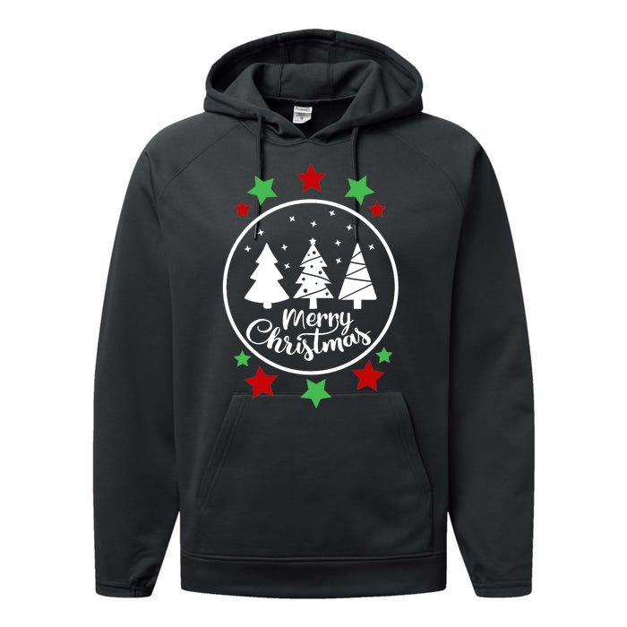 Merry Christmas Festive Circle Logo Performance Fleece Hoodie