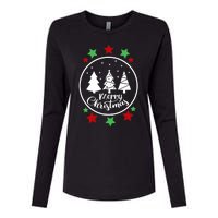 Merry Christmas Festive Circle Logo Womens Cotton Relaxed Long Sleeve T-Shirt