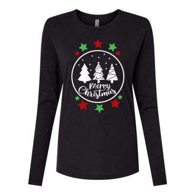 Merry Christmas Festive Circle Logo Womens Cotton Relaxed Long Sleeve T-Shirt