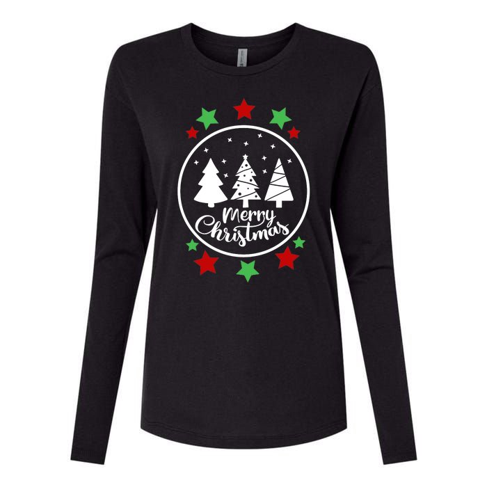 Merry Christmas Festive Circle Logo Womens Cotton Relaxed Long Sleeve T-Shirt