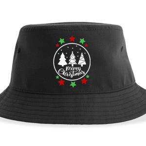 Merry Christmas Festive Circle Logo Sustainable Bucket Hat