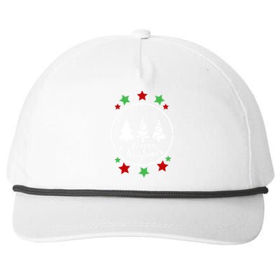 Merry Christmas Festive Circle Logo Snapback Five-Panel Rope Hat