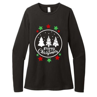 Merry Christmas Festive Circle Logo Womens CVC Long Sleeve Shirt