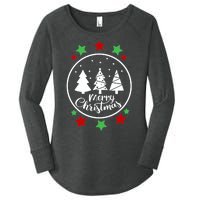 Merry Christmas Festive Circle Logo Women's Perfect Tri Tunic Long Sleeve Shirt