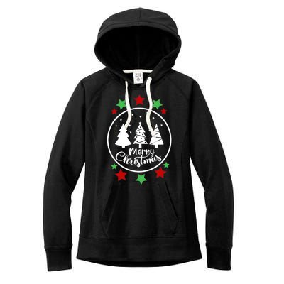 Merry Christmas Festive Circle Logo Women's Fleece Hoodie