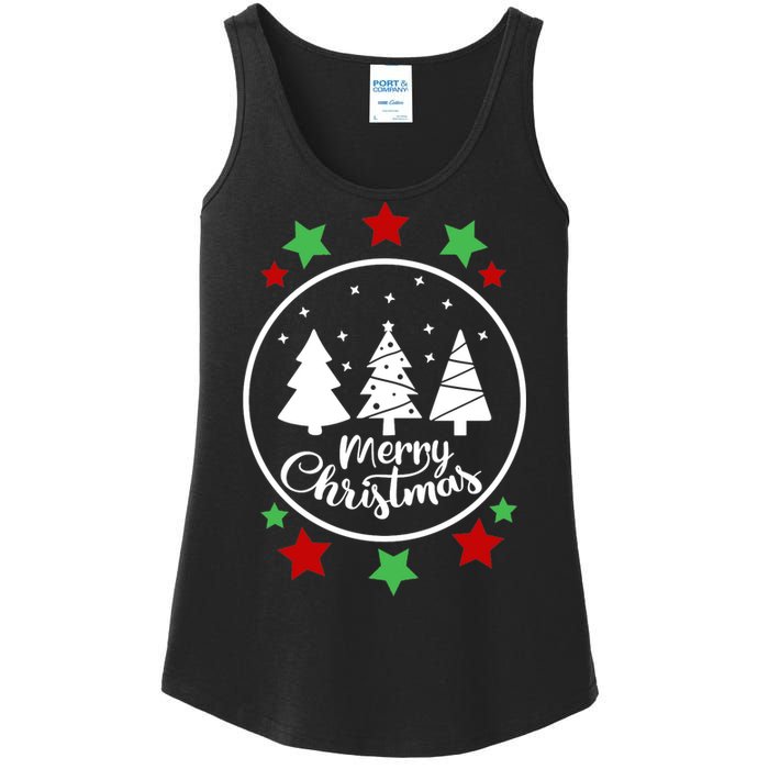 Merry Christmas Festive Circle Logo Ladies Essential Tank