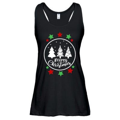 Merry Christmas Festive Circle Logo Ladies Essential Flowy Tank