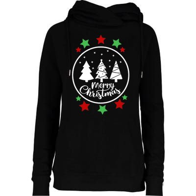 Merry Christmas Festive Circle Logo Womens Funnel Neck Pullover Hood