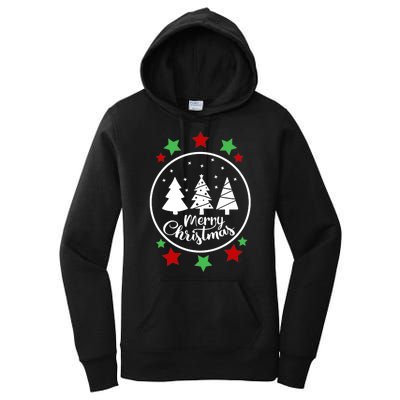 Merry Christmas Festive Circle Logo Women's Pullover Hoodie