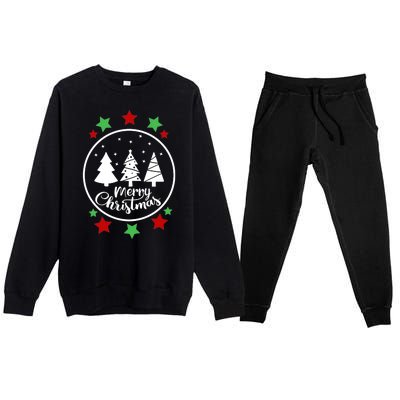 Merry Christmas Festive Circle Logo Premium Crewneck Sweatsuit Set