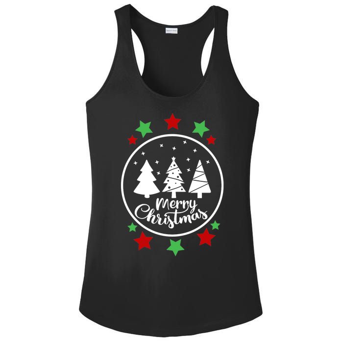 Merry Christmas Festive Circle Logo Ladies PosiCharge Competitor Racerback Tank