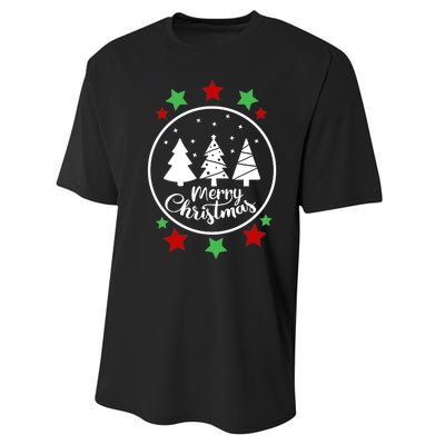 Merry Christmas Festive Circle Logo Performance Sprint T-Shirt