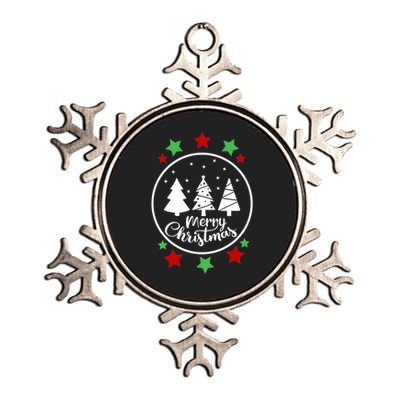 Merry Christmas Festive Circle Logo Metallic Star Ornament