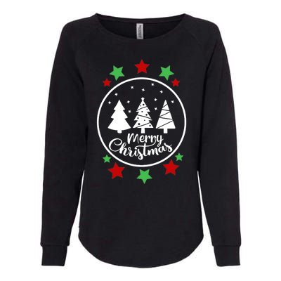 Merry Christmas Festive Circle Logo Womens California Wash Sweatshirt