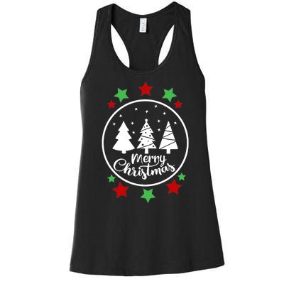 Merry Christmas Festive Circle Logo Women's Racerback Tank