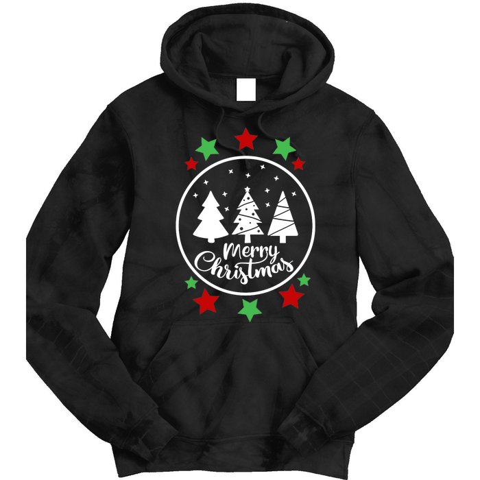 Merry Christmas Festive Circle Logo Tie Dye Hoodie