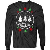 Merry Christmas Festive Circle Logo Tie-Dye Long Sleeve Shirt