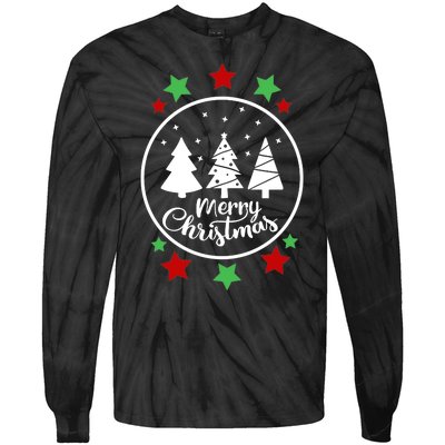 Merry Christmas Festive Circle Logo Tie-Dye Long Sleeve Shirt