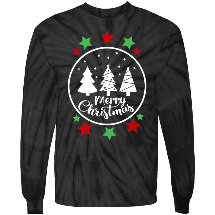 Merry Christmas Festive Circle Logo Tie-Dye Long Sleeve Shirt