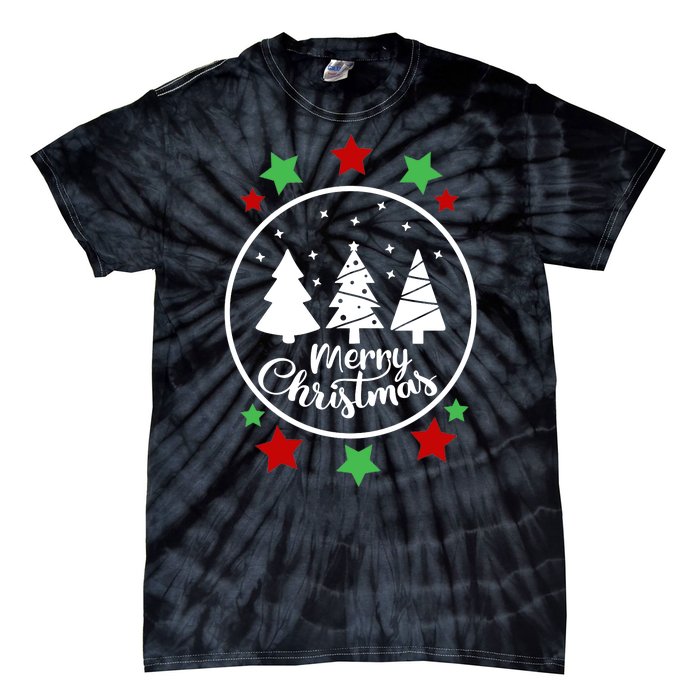 Merry Christmas Festive Circle Logo Tie-Dye T-Shirt