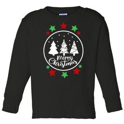 Merry Christmas Festive Circle Logo Toddler Long Sleeve Shirt