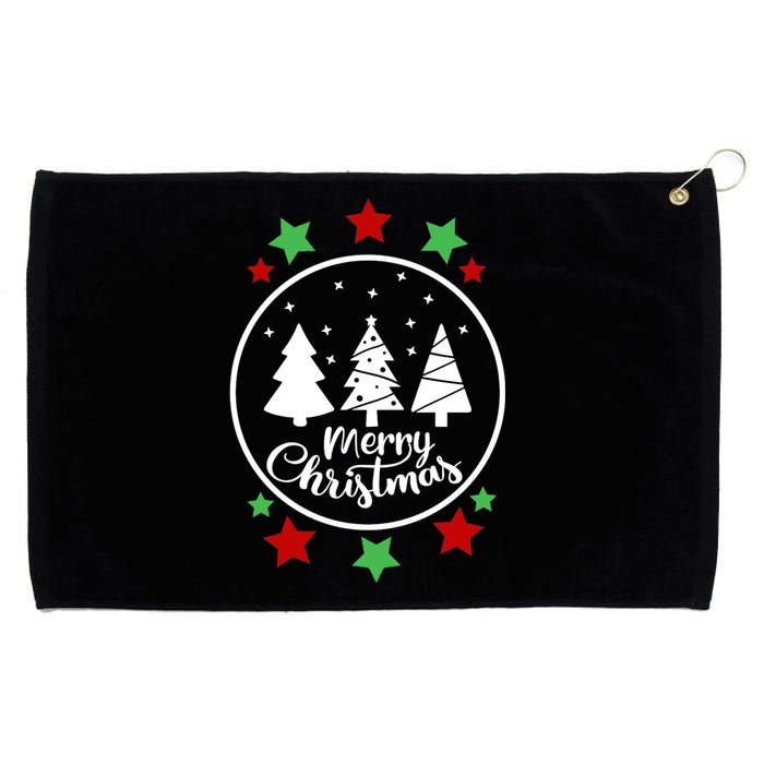 Merry Christmas Festive Circle Logo Grommeted Golf Towel