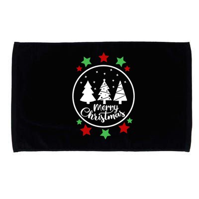 Merry Christmas Festive Circle Logo Microfiber Hand Towel