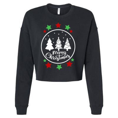 Merry Christmas Festive Circle Logo Cropped Pullover Crew