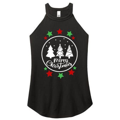 Merry Christmas Festive Circle Logo Women's Perfect Tri Rocker Tank