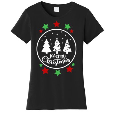 Merry Christmas Festive Circle Logo Women's T-Shirt