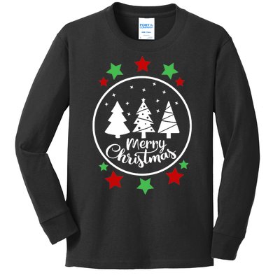 Merry Christmas Festive Circle Logo Kids Long Sleeve Shirt