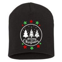 Merry Christmas Festive Circle Logo Short Acrylic Beanie