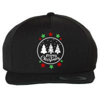 Merry Christmas Festive Circle Logo Wool Snapback Cap