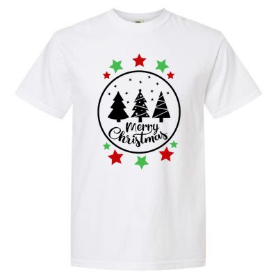 Merry Christmas Festive Circle Logo Garment-Dyed Heavyweight T-Shirt