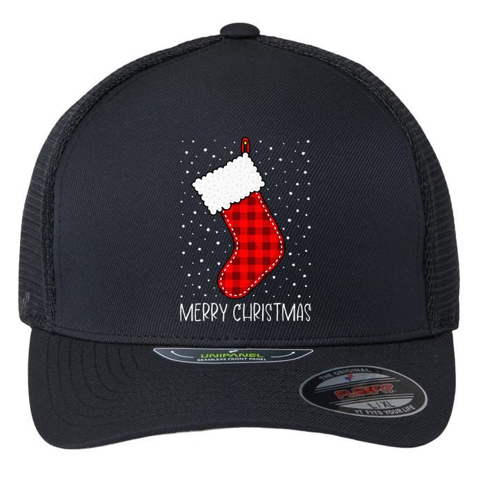 Merry Christmas Funny Xmas Stocking Flexfit Unipanel Trucker Cap
