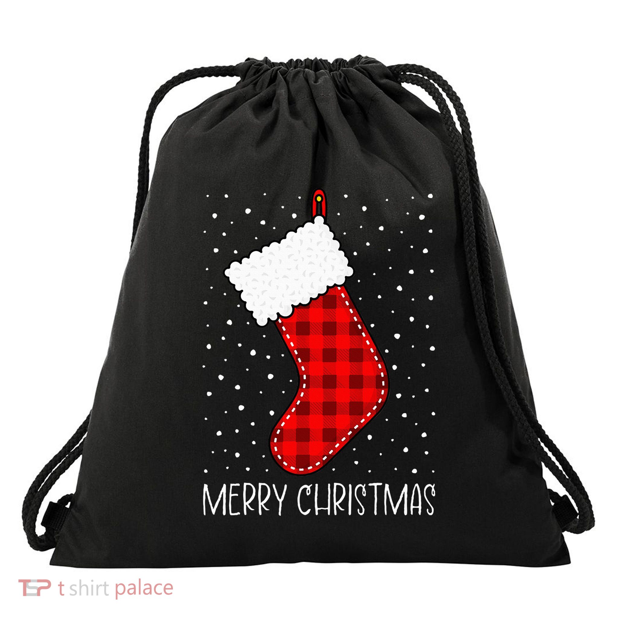 Merry Christmas Funny Xmas Stocking Drawstring Bag