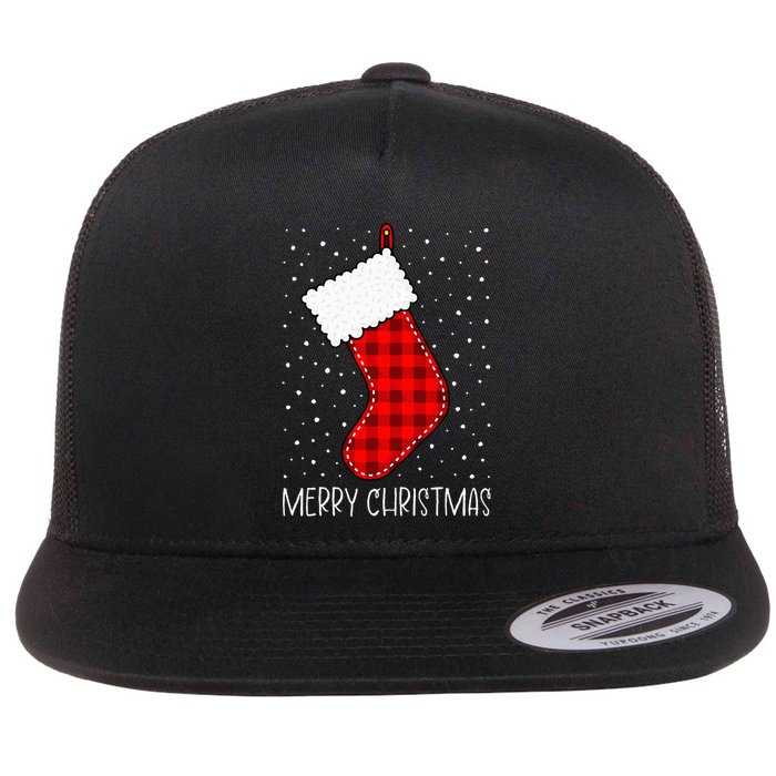 Merry Christmas Funny Xmas Stocking Flat Bill Trucker Hat