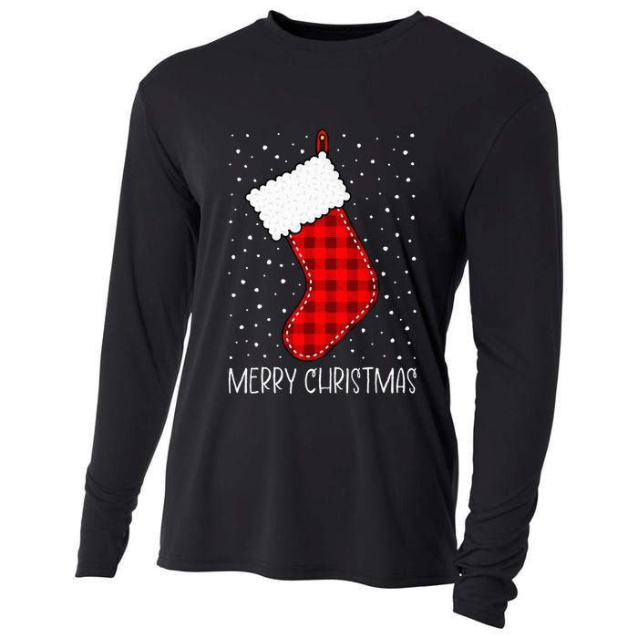 Merry Christmas Funny Xmas Stocking Cooling Performance Long Sleeve Crew