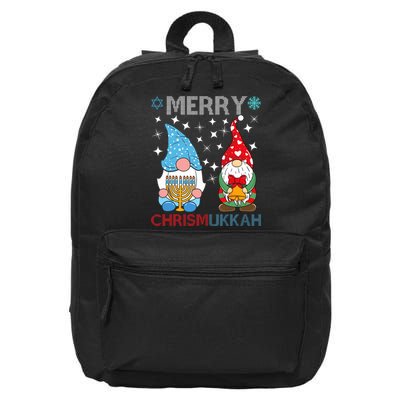 Merry Chrismukkah Funny Gnomes Christmas And Hanukkah 16 in Basic Backpack