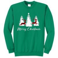 Merry Christmas For Women Buffalo Plaid Reindeer Tree Sweatshirt