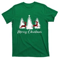 Merry Christmas For Women Buffalo Plaid Reindeer Tree T-Shirt